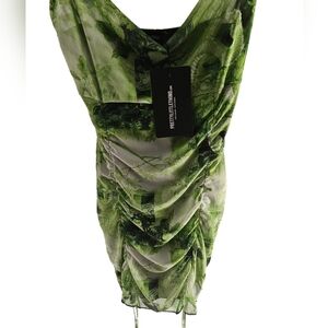 NWT PRETTY LITTLE THING  green dragon mini dress US size 4 UK size 8